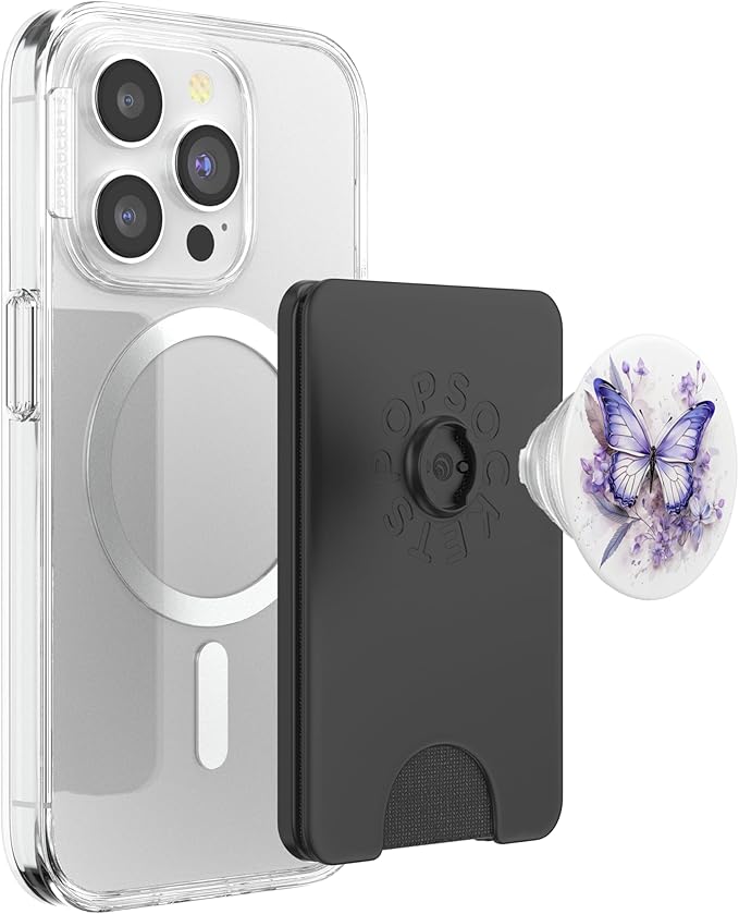 Purple Butterflies with Flowers Floral Butterfly PopSockets PopWallet for MagSafe