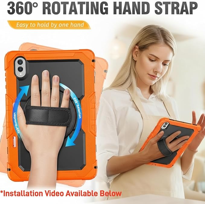 HXCASEAC Case for Samsung Galaxy Tab S11 Ultra 14.6 Inch 2025 Heavy Duty Shockproof with Screen Protector/Hand Strap/S Pen Holder for Samsung Galaxy S11 Ultra Tablet Case SM-X930 SM-X936B Orange