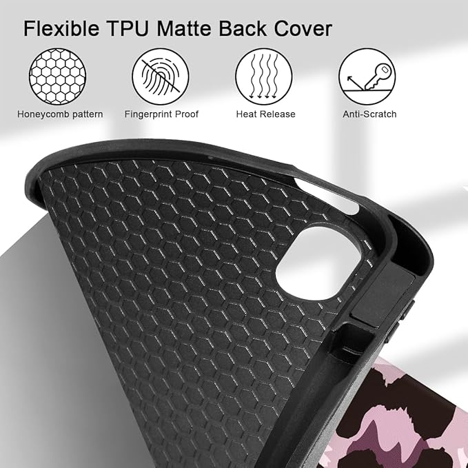 Mektron Case for iPad Air 11 inch (M4 2026 8th /M3 2025 7th /M2 2024 6th) Compatible with iPad Air 10.9 (2022 5th Gen /2020 4th Gen) Tablet Cover Buit in Pencil Holder Leopard Pink Butterfly