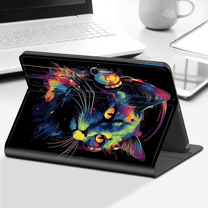 Art Wearing Headphones Cat