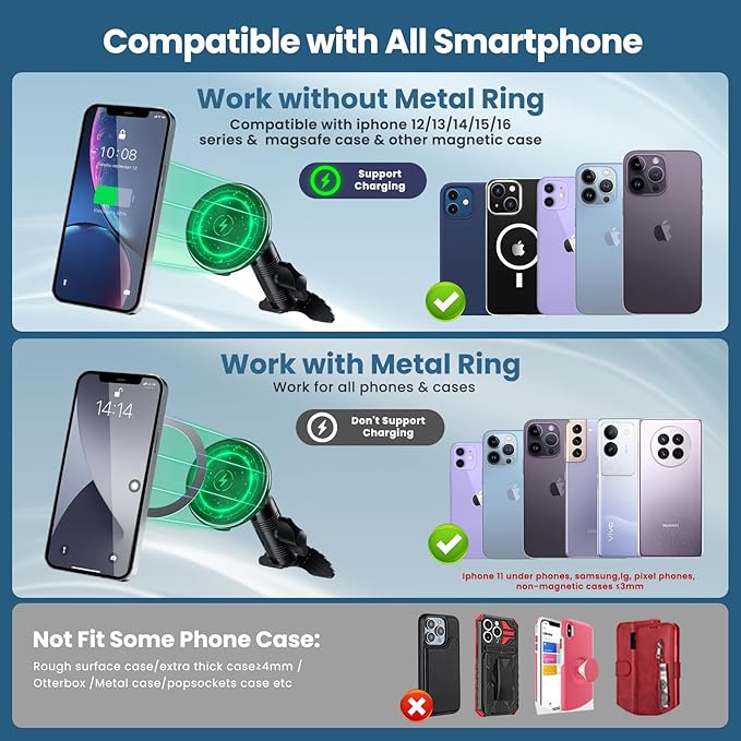 Kaishengyuan Wireless Charger Magnetic Vent Phone Mount Compatible with Jeep Wrangler JL 2018-2023 &amp Gladiator JT 2020-2023 360° Rotation Air Vent Cell Phone Holder Cradles Fit for All Smartphone