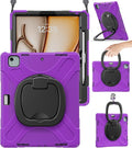 BRAECN Case for iPad Air 13 Inch M4 2026/M3 2025/M2 2024 &amp iPad Pro 12.9 6th/5th/4th/3rd Gen: Military Grade Silicone Protective Cover with Pencil Holder Kickstand Handle Shoulder Strap Purple