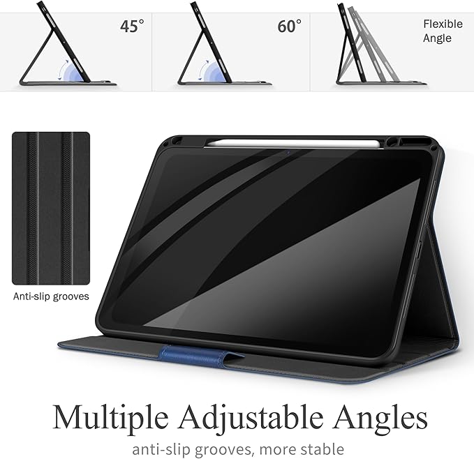 auaua Case for iPad Pro 13 Inch (M5/M4) 2025/2024 with Pencil Holder and Pocket Multiple Viewing Angles Magnetic Closure Auto Sleep/Wake (Blue)
