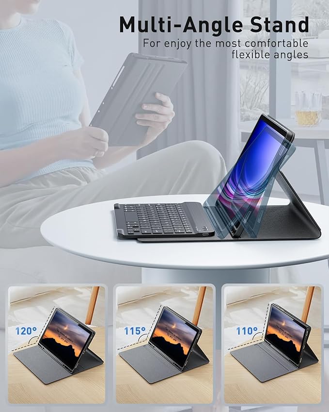 Case Keyboard for Amazon Fire HD 10 &amp 10 Plus 10.1 inch (11/13th Gen) - Mouse and Magnetically Keyboard Slim Case with Pen Holder Auto Sleep/Wake - Black