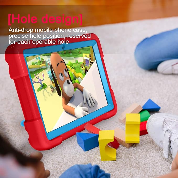 Compatible with Amazon Fire HD 8 2020/2022 Tablet Case Tablet CaseRugged Kids Case with Stand Lightweight Shockproof Kids Friendly Tablet Cover Red+Blue