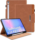 Case for Samsung Galaxy Tab S10 FE Plus 13.1 Inch 2025 Model(SM-X620/X626B) - Multi-Angle Viewing Stand Cover with Pocket and Magnetic Clasp PU Leather Business Folio Protective Case Brown