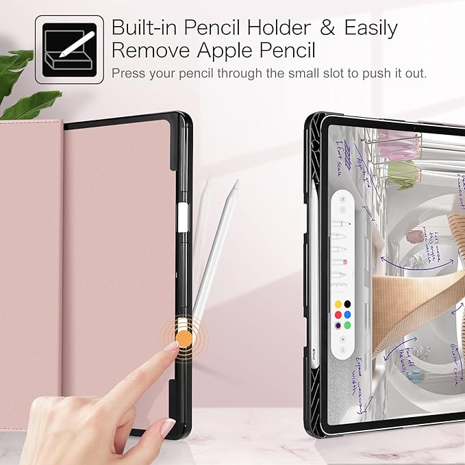 Fintie Folio Case for iPad Pro 12.9 6th Generation 2022 Multi-Angle Smart Stand Cover w/Pencil Holder &amp Pocket Also Fit iPad Pro 12.9 2021 5th &amp 2020 4th &amp 2018 3rd Gen Dreamy Marble