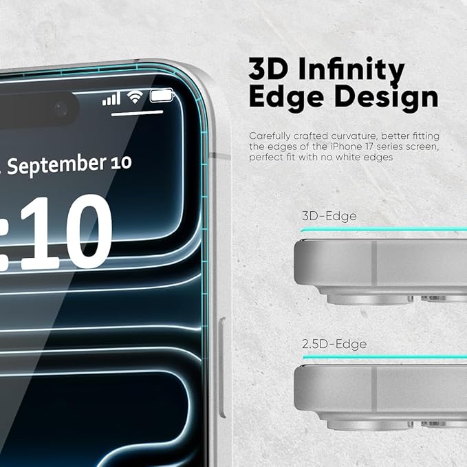 FLOLAB NanoArmour ONETIME PRO for iPhone 17 Pro Max Screen Protector Anti-Reflective PolarSpectra Anti-Rainbow 3D Tempered Glass Edge Reinforced Easy Install Smooth