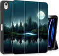 Tuiklol Case for iPad 10.2 Inch 2021 2020 2018 Release 9th / 8th / 7th Generation Built-in Pencil Holder TPU Protective Stand Back Cover Trifold Stand-Auto Wake/Sleep Night Forest