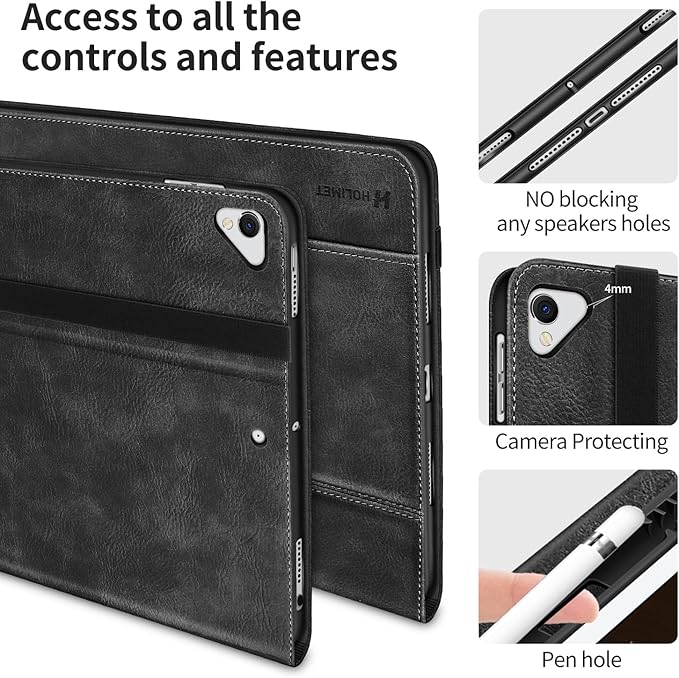 H HOLIMET Case for iPad Air 3rd Generation/iPad Pro 10.5 inch with Pencil Holder Soft TPU Stand Smart Cover Auto Wake/Sleep Stand for 10.5 iPad Air 3 2019 / iPad Pro 2017 (Black)