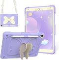 for iPad 9th Generation Case 10.2 inch for Kids Girls with Butterfly Kickstand Shoulder Strap Pencil Holder Rugged Cover for iPad 9th 8th 7th Gen 2021 2020 2019 Purple