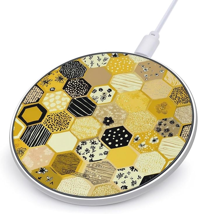 Honeycombs Floral Stripes Polka Dots Fast Portable Charger 10W Funny Graphic Phone Charging Pad with USB Cable