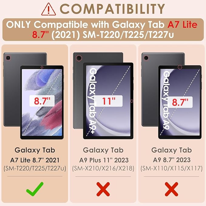 for Samsung Galaxy Tab A7 Lite Case 8.7 Inch 2021 for Kids Girls Women | Full Body Protective Rugged Cute Silicone Cover w/Stand Shoulder Strap for Galaxy Tab A7 Lite SM-T220/T225/T227 Pink