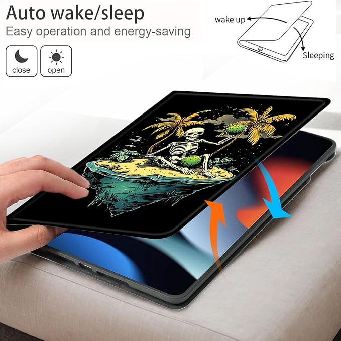 Bxgolkgd Tablet Case for Amazon Fire HD 10/10 Plus(13th/11th Generation) 10.1 InchShockproof Stand Cover with Heat DissipationAuto Wake/Sleep FunctionSkeleton Coconut Tree Floating Island