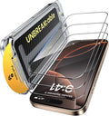 UNBREAKcable 3-Pack for iPhone 16 Pro Max Screen Protector 9H+ Tempered Glass [Easy Installation Frame + Auto Dust-Elimination] [Bubble-Free Shatterproof HD Clear 99.99%] [1:1 Full Coverage]