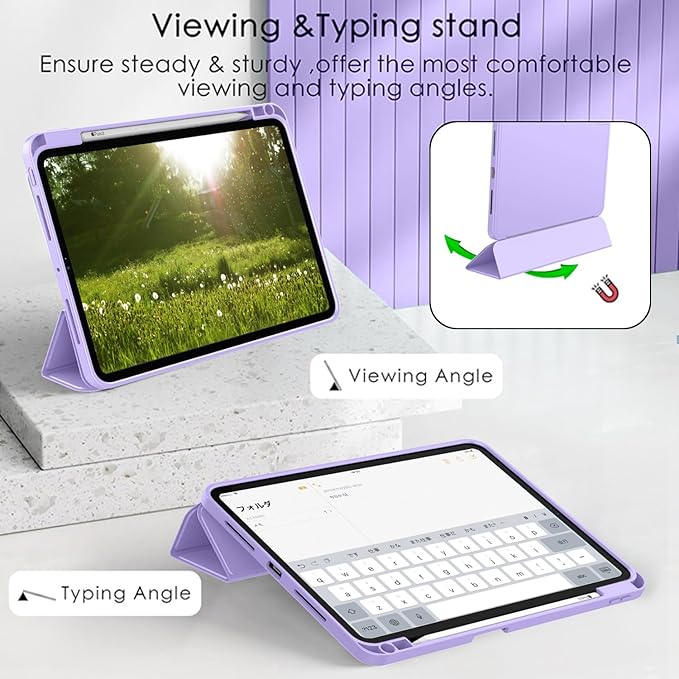 ZryXal New iPad Pro 13 Inch Case (M5) 2025 / (M4) 2024 with Pencil Holder Smart iPad Case [Support Pencil Pro and Pencil (USB-C)] Support Touch ID and Auto Wake/Sleep (New Clove Purple)
