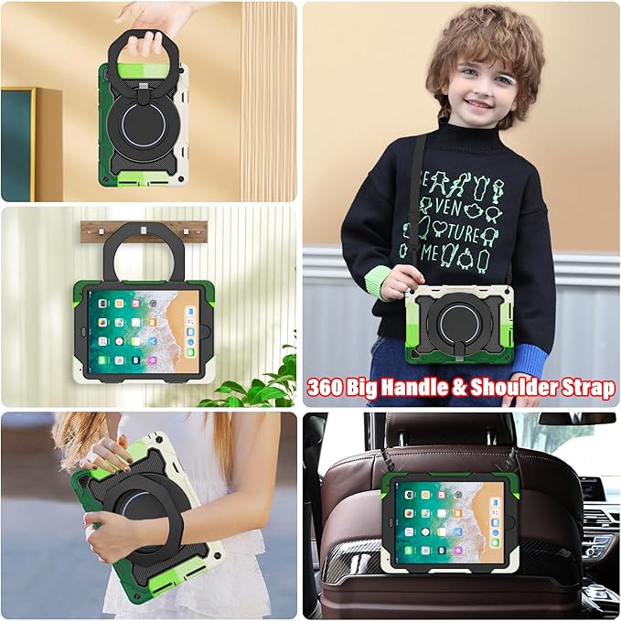 ROISKIN iPad 6th 5th Generation Case 9.7 Inch Pro 9.7 Air 2 with 360 Kickstand Hand Strap [Screen Protector 15ft Drop Protection]Heavy Duty Air 2 /Pro 9.7 / iPad 6th 5th Gen Case for Kids Women Men