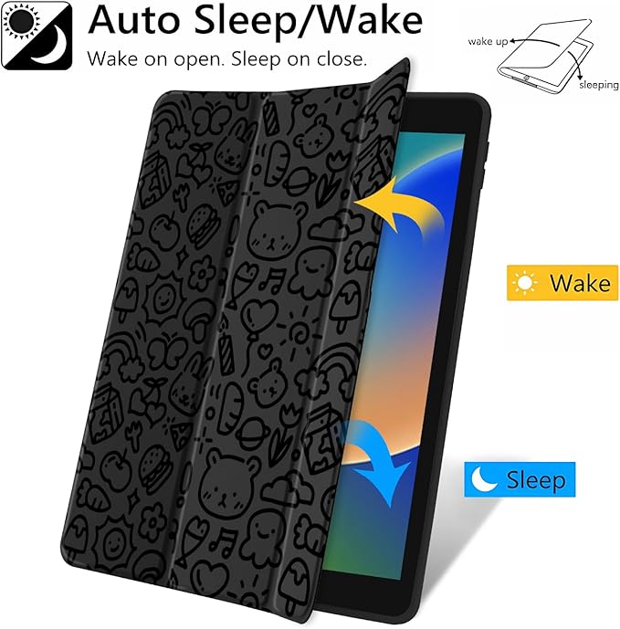 Cute Funny Graffiti Case for iPad Pro 11(M4) 2024 5th Gen Clear Acrylic Hard Back Hybrid Casewith Pencil Holder Trifold Stand Tablet Cover(Model Number:A2836/A2837/A3006) for Girls