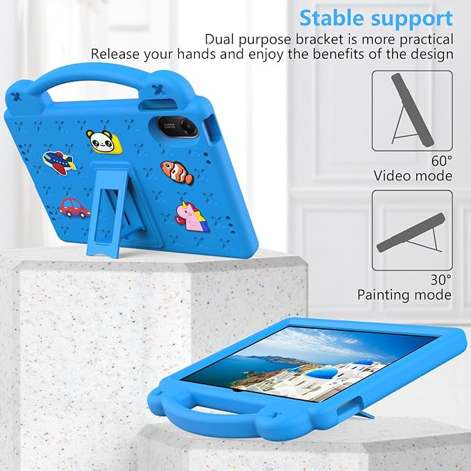 Compatible with Xiaomi Redmi Pad 2 2025 11 inch Tablet Case Kids Friendly Universal Lightweight Shockproof Protective Case with Shoulder Strap &amp Stand Handle Sky Blue