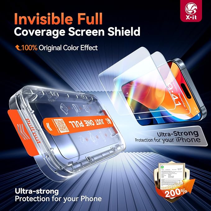 X-it 2 Pack Screen Protector for iPhone 17 Pro Max 6.9 with Auto-Alignment Kit Anti-Reflective Technology Auto Dust Removal 9H+ Military Grade Shatterproof Tempered Glass HD Clear Case Friendly