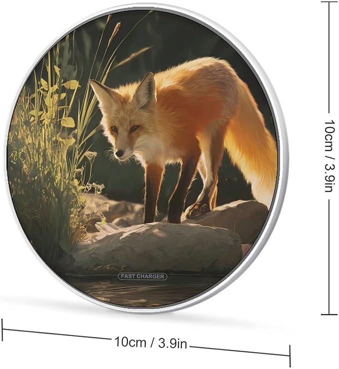 Fox Stone River Fast Portable Charger 10W Funny Graphic Phone Charging Pad with USB Cable