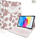TopPerfekt Case Keyboard for iPad Gen 11th (A16) 11-inch 2025/iPad 10th 10.9-inch 2022DetachableRechargeableMagnetically AbsorbentPencil Holder for 10.9 inch Case with Keyboard-Note Cow PinkBrown