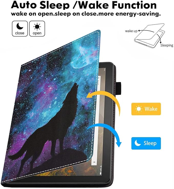 Case for All-New Amazon Fire HD 10 &amp 10 Plus Tablet 10.1 (13th/11th Generation 2023/2021 Release) Slim Stand Folio Cover with Card Slot &amp Auto Wake/Sleep - Galaxy Nebula Wolf