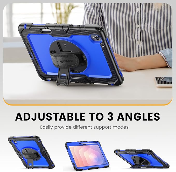 Timecity Case for Samsung Galaxy Tab S11 11-Inch 2025 Model (SM-X730/X736B/X738) Heavy Duty Protective Cover with Screen Protector Rotating Stand Shoulder Strap &amp S Pen Holder Dark Blue