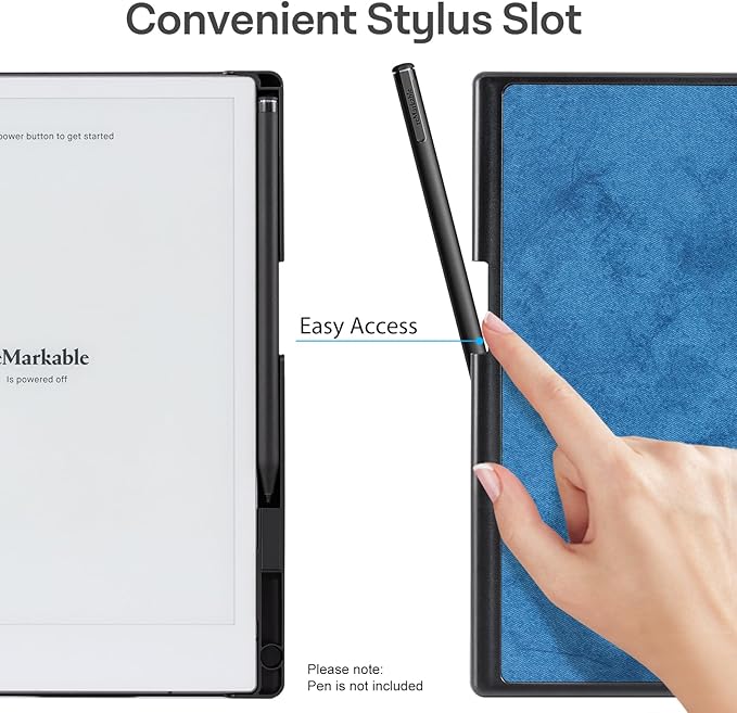 CoBak Case for Remarkable 2 Paper Tablet with Two Viewing Angles- Lightweight and Hard Back Shell Protective Book Folio Cover with Built-in Pen Holder - for 10.3 2020 Released (with Stand DenimBlue)