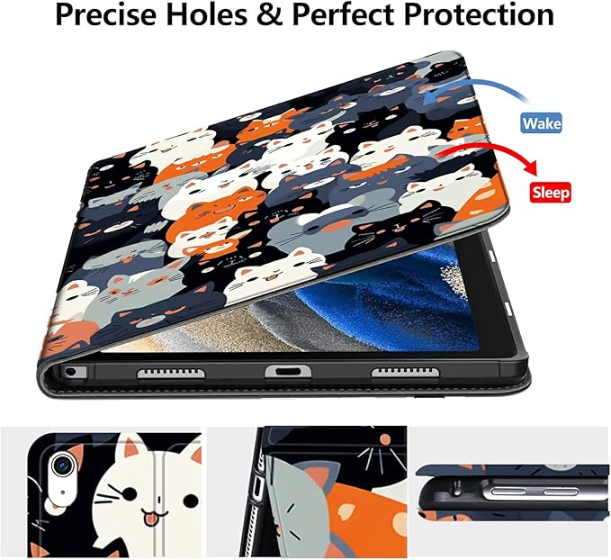 Case for iPad Pro 11 Inch Case (2024 Model 5th Gen) PU Leather Smart Protective Cover with Auto Sleep/Wake for iPad Pro 11 2024Many Cats