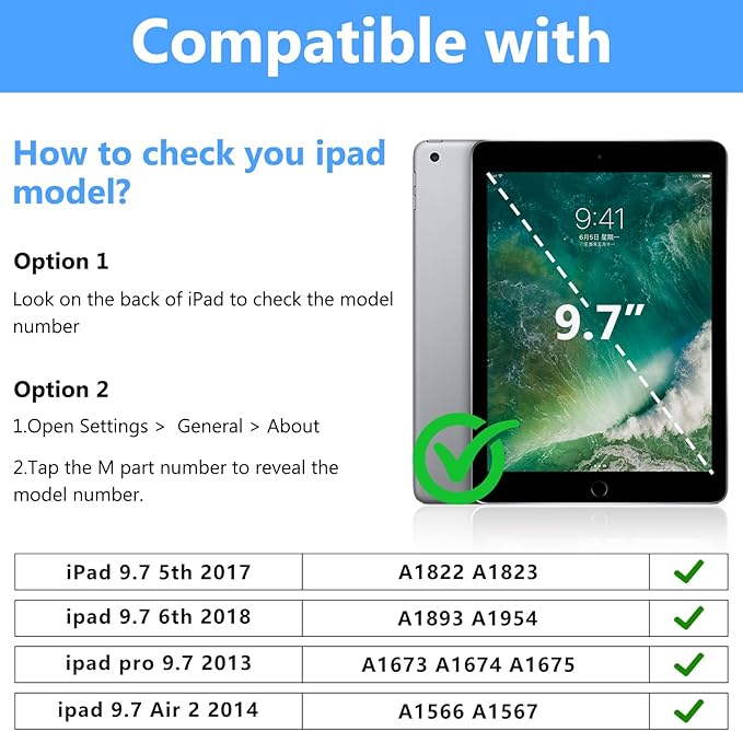 ROISKIN iPad 6th 5th Generation Case 9.7 Inch Pro 9.7 Air 2 with 360 Kickstand Hand Strap [Screen Protector 15ft Drop Protection]Heavy Duty Air 2 /Pro 9.7 / iPad 6th 5th Gen Case for Kids Women Men