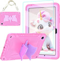Case for Samsung Galaxy Tab A11+ Plus/ A9+ 11 inch 2025/2023 with Screen ProtectorUnicorn Stand Shoulder StrapShockproof for Galaxy Tab A11 Plus/A9 Plus Tablet Case Kids Girls (Pink)