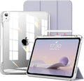 kenke Hybrid Case for iPad Air 11 Inch (M3) 2025 / (M2) 2024 iPad Air 5th/4th Gen 2022/2020 10.9 Inch with Pencil Holder Detachable Cover with Clear Hard Back Shell Auto Sleep/Wake Light Purple