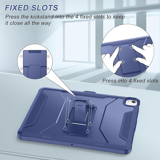 Soke Case for iPad Air 13-Inch M4 2026 M3 2025 &amp M2 2024with Built-in Screen Protector and Kickstand Rugged Full-Body Heavy Duty Protective Cover for Apple iPad Air 13 - Navy Blue