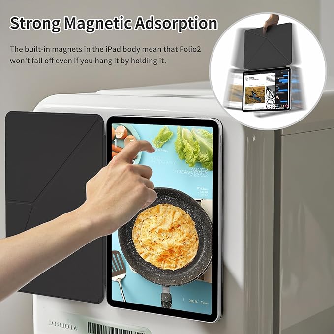 for iPad A16 Case iPad 11th/10th Generation Case (2025/2022) Removable Magnetic Cover Ultra Slim Shockproof Adjustable Portrait/Landscape Stand with Raised Screen View Auto Sleep/Wake Black