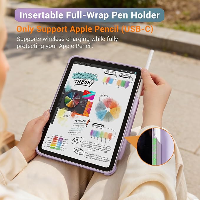 CoBak Case for iPad (A16) 11th Generation 11 Inch 2025 iPad 10th Generation 10.9 Inch 2022 - Protective Cover with Apple Pencil (USB-C) Holder Multi-Angle Portrait Stand Auto Wake/Sleep