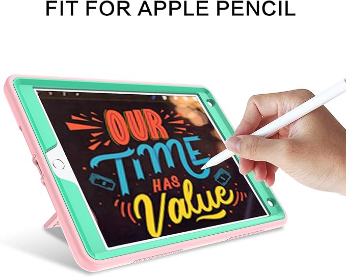 BENTOBEN for iPad 9th Generation Case iPad 8th/7th Gen Case iPad 10.2 2021/2020/2019 Case 3 in 1 Heavy Duty Rugged Kickstand Protective Cover with Pen Holder for Girl Women Rose Gold/Green