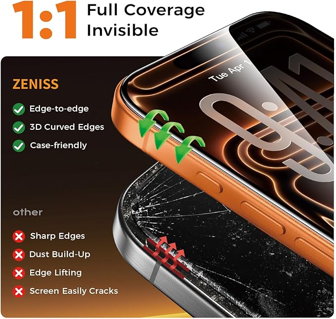 NeverBreak 9H+ Hardness for iPhone 17 Pro Privacy Screen Protector 12FT Military Grade Protection (Scratch Shatter Drop Resistance) Tempered Glass Full Coverage 6.3 2 Pack with De-Bubble Card