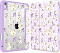Case for iPad 11 inch A16 2025 Generation 11th / iPad 10.9 inch 2022 10th Gen Buit in Pencil Holder with Shockproof Cover Clear Transparent Back Shell Auto Wake/Sleep Duck &amp Bow Purple