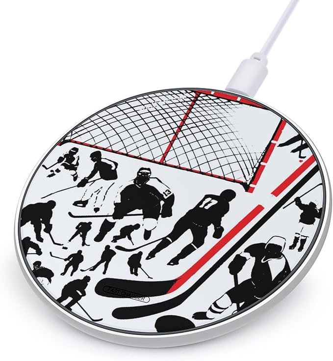 Hockey Player Wireless Charger Pad Portable Wireless Charging Station Compatible with All Smartphone