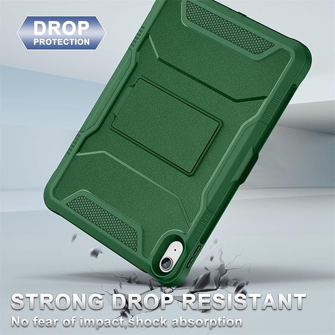 Soke Case for iPad (A16) 11th Generation 11-inch 2025 iPad 10th Generation 10.9-inch 2022 with Built-in Screen Protector and Kickstand Rugged Full Body Protective Cover - Alpine Green