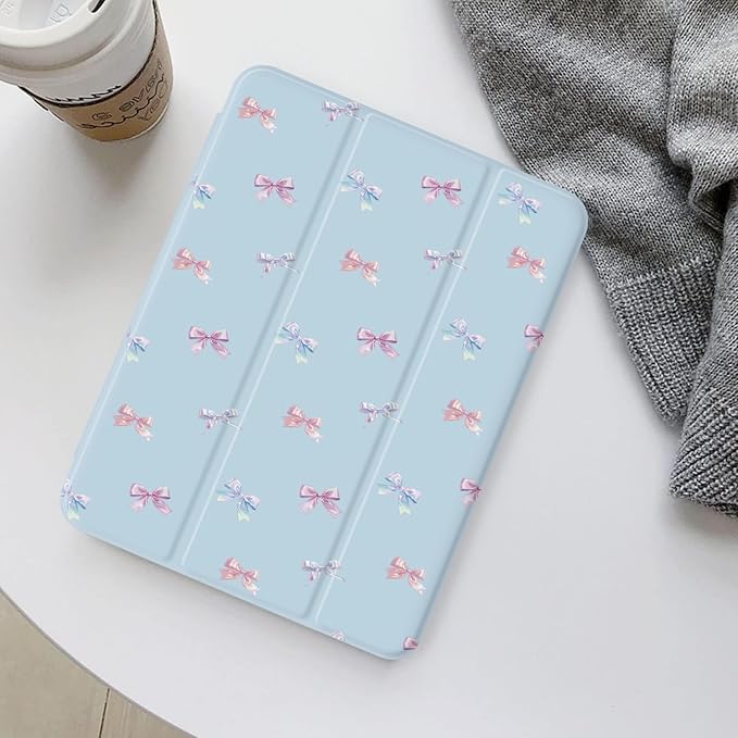 Rainbow Bow Case for iPad Air 3 (20193rd Gen)/iPad Pro 10.5 Inch (2017)[Pencil Holder+Auto Sleep/Wake]Slim Trifold Stand Protective Cover with Soft TPU BackBlue