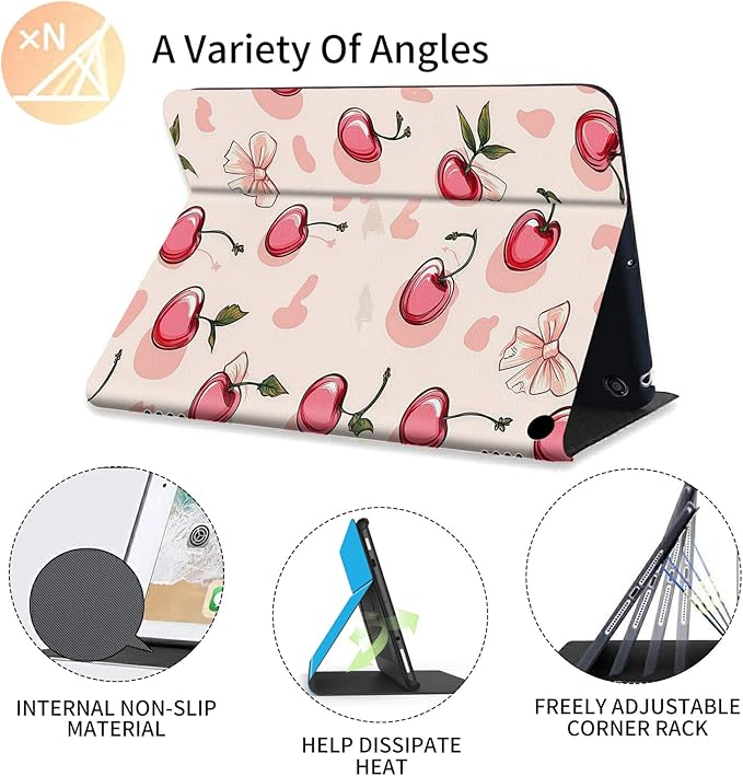 for Fire HD 10 Tablet Case 13th/11th Generation (2023/2021)Slim Adjustable Stand Cover for Amazon Kindle Fire HD 10 Plus 10.1 with Auto Wake/Sleep-Cherry Bow