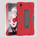 Case for for Alcatel Joy Tab 2 Tablet 8-inch 2020 Release (Model: 9032Z) - [Built-in Kickstand] Shockproof Silicone Protective Cover with Screen Protector (Red/Black/1 PC)