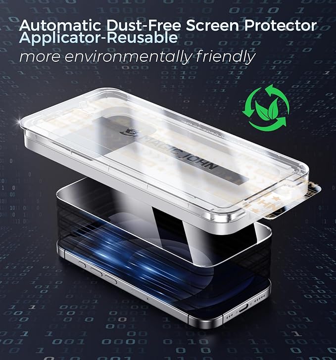 MAGIC JOHN 3rd Gen Upgraded for iPhone 12/12Pro Privacy Screen Protector 6.1 Inch 25°Anti-Spy Screen Shockproof Tempered Glass Auto Dust-Removal Bubble Free Easy Installation 2 Pack