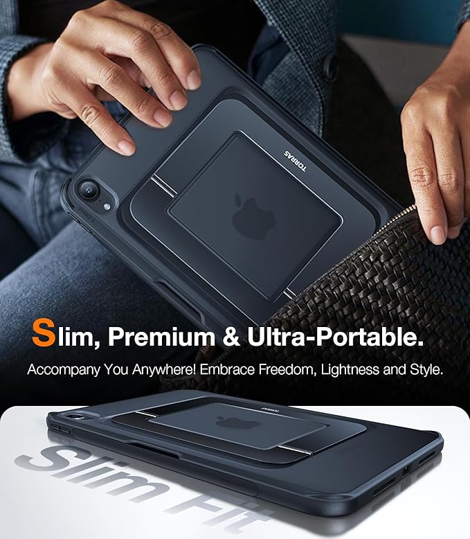 TORRAS Ostand K1 Guardian for iPad Air 11 inch Case M4/M3/M2 (2026/2025/2024) Ultra Stable Stand Multiple Adjustable Viewing Angles Slim Protective Kickstand Cover with Pencil Holder Black