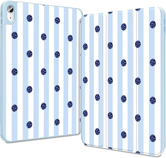 Teryeefi Case for iPad (A16) 11th Generation 11 Inch 2025 &amp iPad 10th Generation 10.9 Inch 2022 with Pencil HolderAuto Wake/SleepTrifold Stand Soft TPU Protective Cover (Creative Blue Stripes)