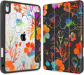 Tuiklol for 2025 iPad (A16 Chip) 11th Generation 11 inch/iPad 10th Generation 10.9 inch 2022 Case Buit in Pencil Holder with Clear Back Shell Cover Trifold Stand Auto Wake/SleepColor Flower Black