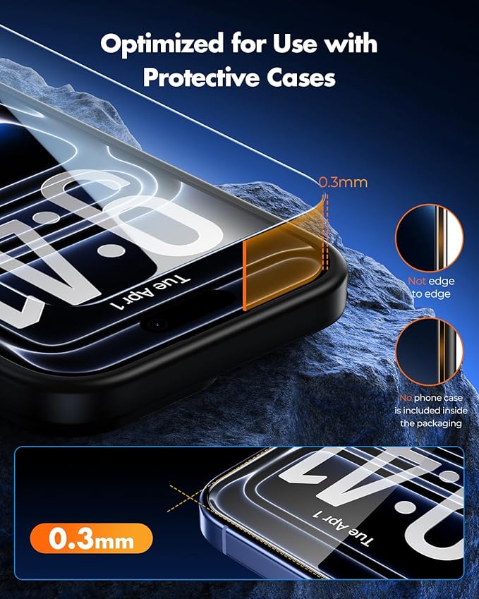 UNBREAKcable for iPhone 17 Pro Screen Protector [Quick-Installation Box] 3-Pack 9H+ Hardness Shatterproof Tempered Glass [99.99% HD Clear] [Case Friendly] [Bubble Free] for iPhone 17 Pro 6.3