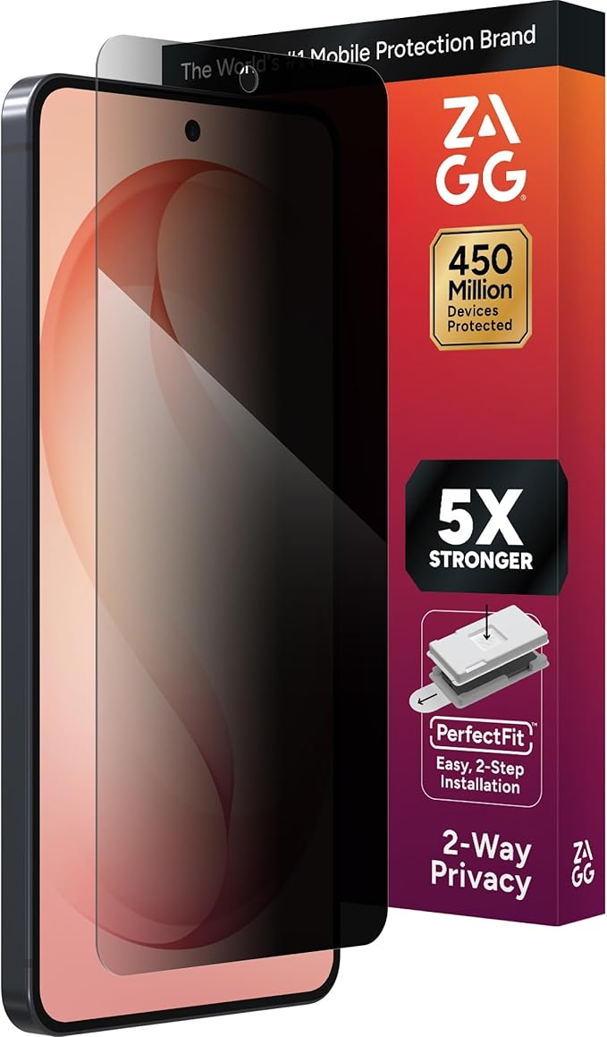 ZAGG Glass Elite Privacy Samsung Galaxy S26 Plus Screen Protector - Tempered Glass 5X Stronger Impact Protection 2-Way Privacy Filter Smudge-Free ClearPrint Case Friendly Easy Install